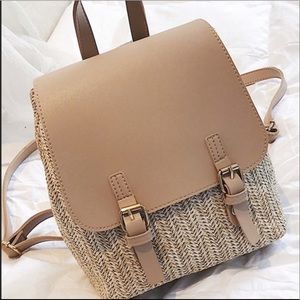 Mini Straw Backpack Double Buckle ❤️ 9” X 10”